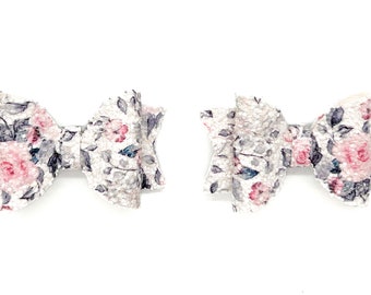 2” Pigtail, Floral Glitter Hair Clips ~ Gorgeous Floral Glitter Pigtail Clips ~ Dressy, Floral Pigtail Clips ~ Limites Stock!