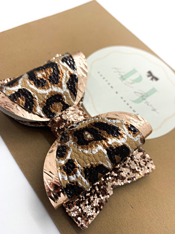 Leopard Print Overlay Headband ~ Leopard Glitter Hair Clip  display picture 1