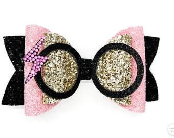 Pink HP Hair Bow ~ Pink Wizard House Hair Bow ~ Glitter Wizard Bow for Girls ~ Wizard School House Hair Bow ~Wizard Hair Bow