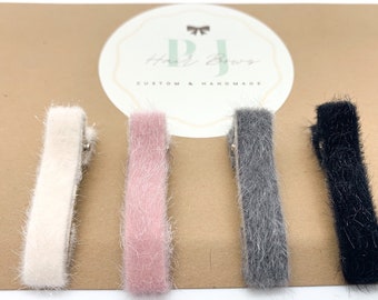 Choose One Neutral Double Prong Alligator Clip ~ Fabric Velvet Aligator Clips ~ Toddler Hair Clip ~ Alligator Hair Clips LIMITED STOCK!