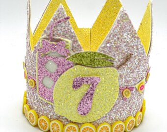 Lemonade Stand Birthday Crown ~ Lemonade Birthday Headband Crown~ Lemons Crown Hair Clip ~ First Birthday Crown -