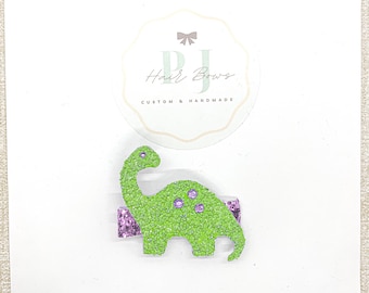 Dinosaur Aligator Clip ~ Dinosaur Hair Clips ~ Green and Purple Dinosaur Hair Clip ~ Dinosaur Hair ~ Party Bag Gift Idea