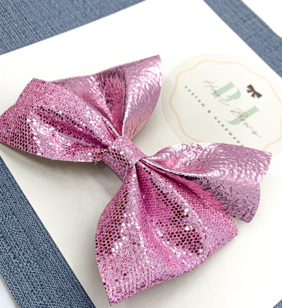 Pink Sequin & Metallic Hair Bow ~ Girl display picture 3