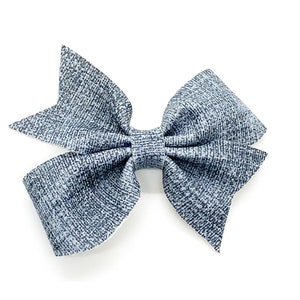Denim Pinwheel Hair Bow, Denim Hair Bow, Girl Hair Bow, Toddlers Hair Bow, Cute Hair Bow, Soft Hair Bow, Hair Bow Clips, 1st Birthday Gift
