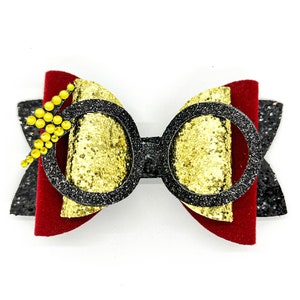 HP Hair Bow ~ Wizard House Hair Bow ~ Glitter Wizard Bow for Girls ~ Wizard School House Hair Bow ~Wizard Hair Bow