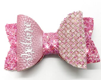 Custom Hair Bow, Pink Hair Bow, Cute Hair Bow, Glitter Hair Bow,  1st Birthday Gift, Hair Bow Clip, Custom Name Hair Bow, Newborn Baby Clip