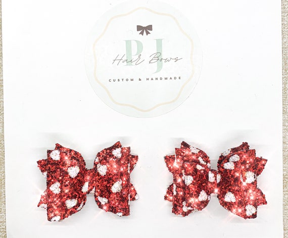 Gorgeous EDEN Red Glitter Layered Pigtail Hair Bow Set  display picture 3