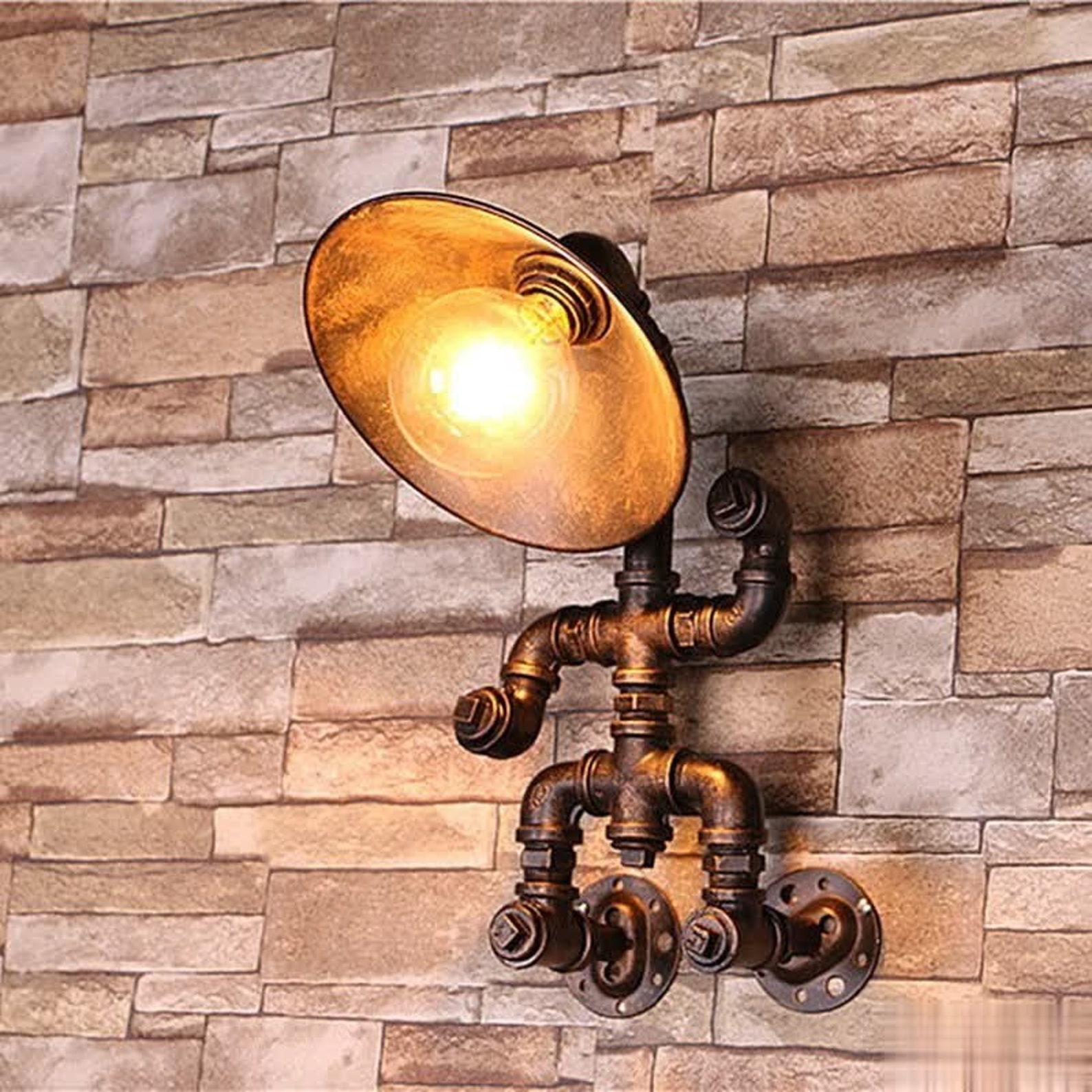Steampunk lampwall lampGas pipe lamp gas pipe fitting lamp Etsy