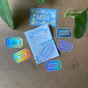 Pack de Stickers Holographiques – Tickets de Motivation Inspirants et Positifs, Autocollants Résistants