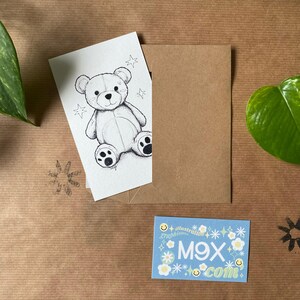 Carte avec Enveloppe – Illustration Ourson, Carte de Naissance Douce et Poétique