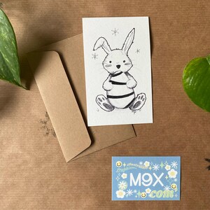 Carte de Pâques avec Enveloppe – Illustration de Lapin, Fête de Pâques, Carte de Vœux Printanière