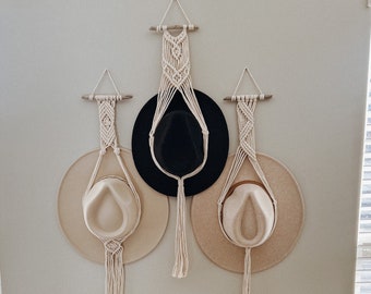 Macrame Hat Hanger Decor | Macrame Hat Holder | Hat Holder Wall Hanging | Single Hat Holder