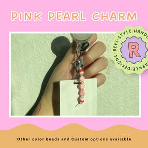 Pink Pearl Beaded Badge Charm, Custom Beaded Badge Charm, Letter Beads & Colorful Clay Beads, Unique Badge Reel Accessory, Medical Gift Idea