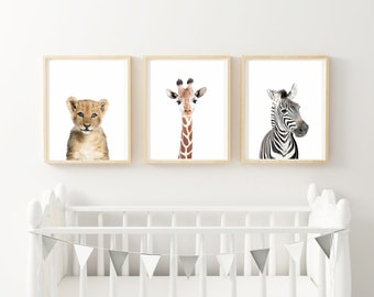 Lion Zebra and Giraffe Safari Scandi Nursery Safari Friends Set of 3 Nursery Wall Art Rory Zara /& Raffi Safari Nursery Prints