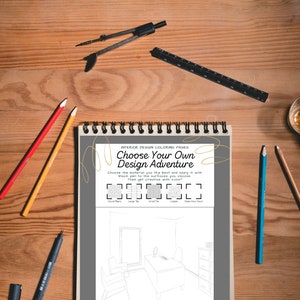 Choose Your Own Adventure Interior Design Coloring Pages (5) Printable 8.5&#39;&#39; x 11&#39;&#39; Business Scenes