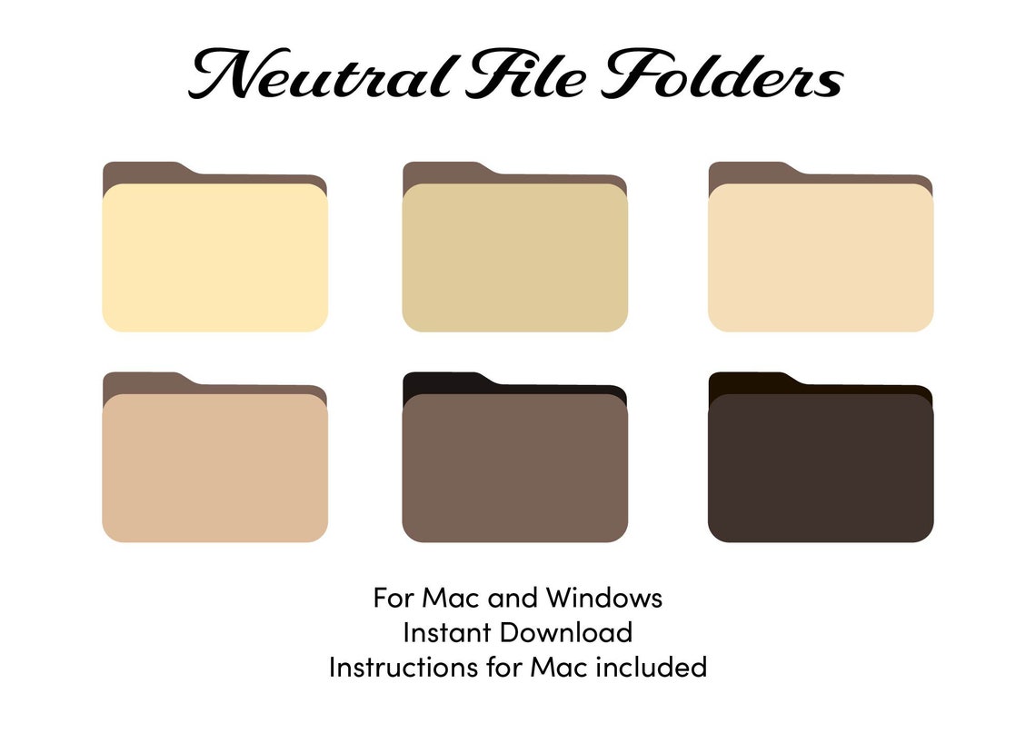 Neutral Desktop Folder Icons | for File Folder Organizing - Etsy Hong Kong