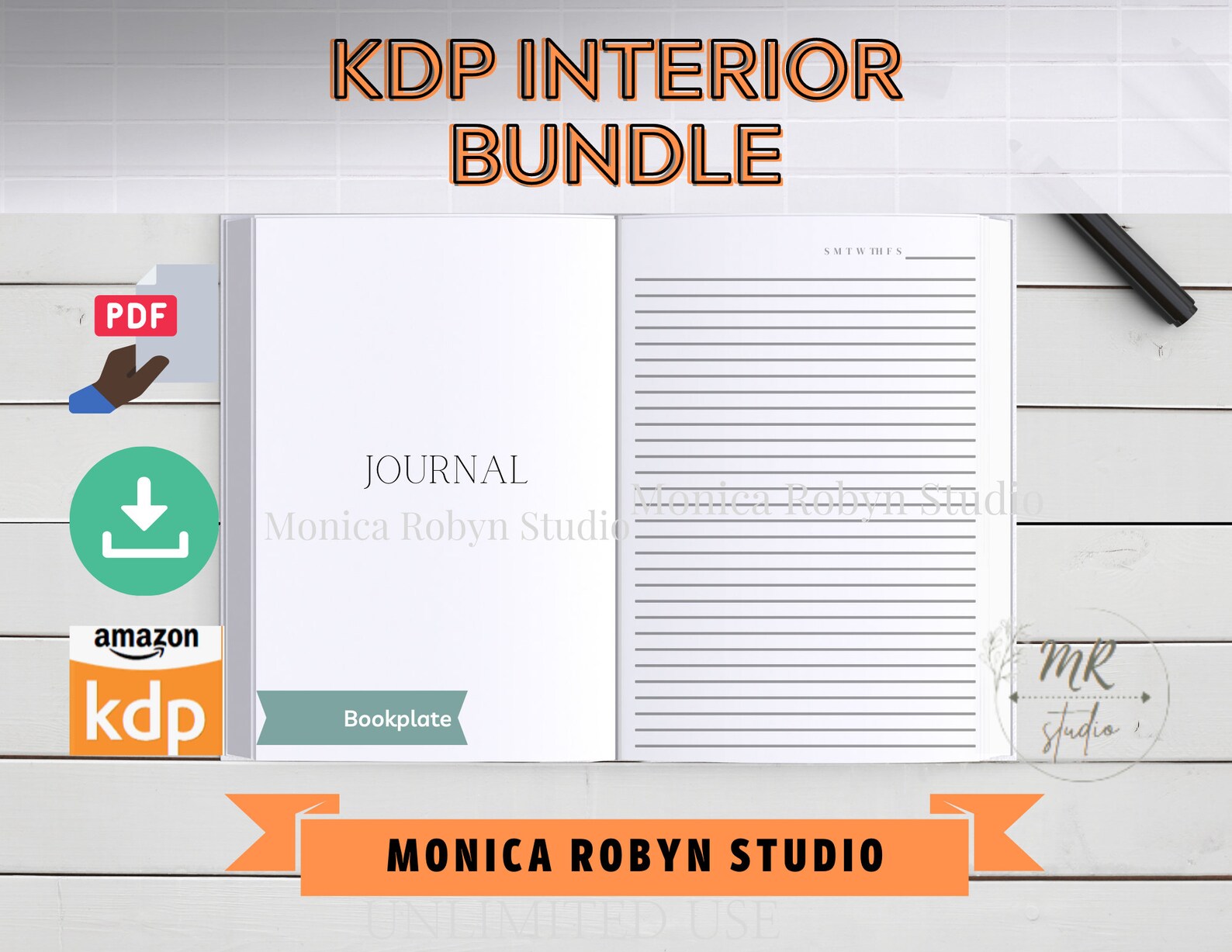Amazon KDP Lined Journal Interior Pdf Bundle 3 Sizes 8.5x11 Etsy