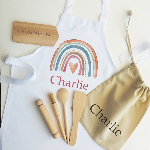 Personalised Kids Baking Set-Kids Kitchen gift-Cooking Apron - Your Name-Boys girls gifts- Toddler Cooking Gift -Christmas Easter Gift