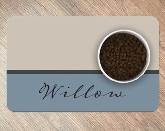 Personalised Dog Bowl Mat and Ceramic Bowl Set: Non-Slip Neoprene