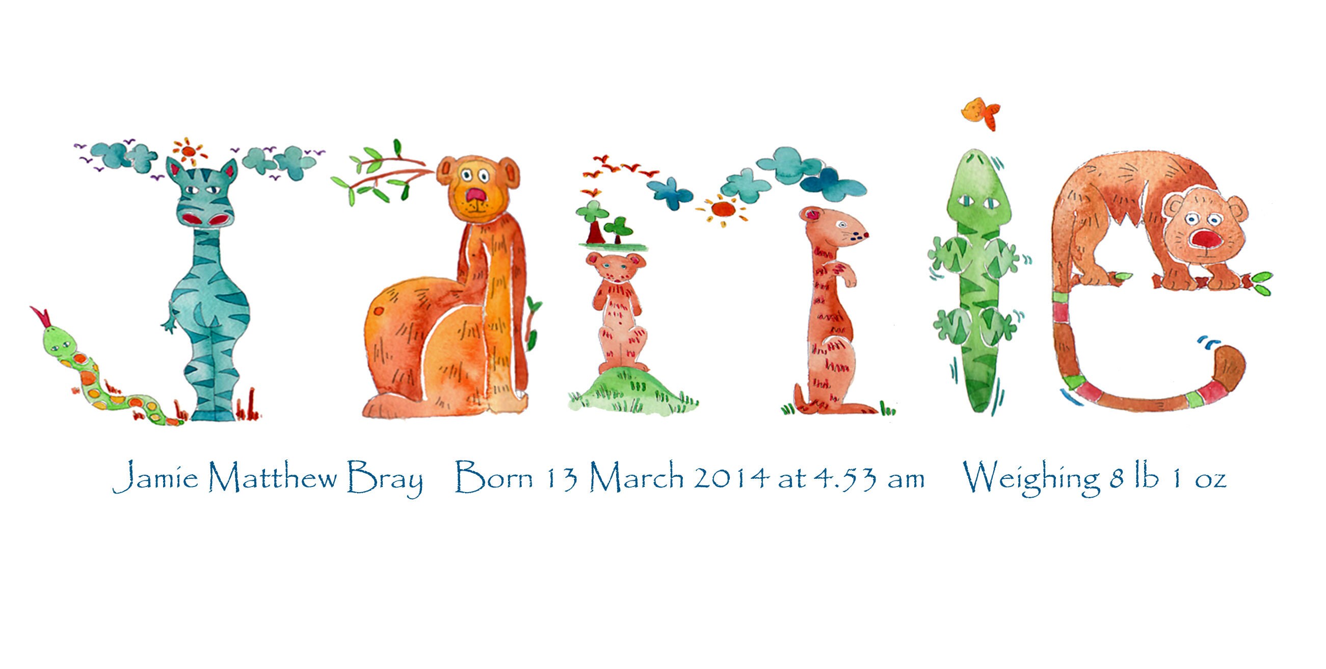 Personalised Jungle Name Frame New Baby Gift Personalized Etsy UK