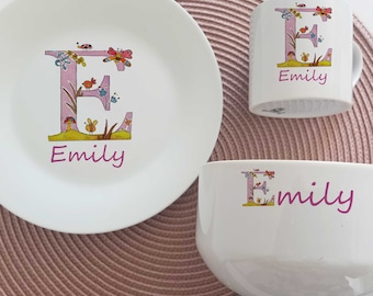 Personalised Baby breakfast Dinner Set | Child's 1st Dinner Set | Christening Gift | Keepsake Baby Girl Gift