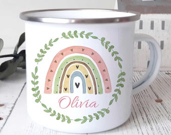 Taza de camping personalizada de esmalte - Regalo de cumpleaños para niñas