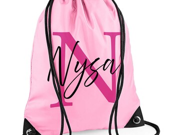 Personalised Kids Drawstring Bag: Waterproof Gym Sack, School Sports Bag