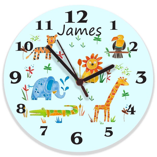 Personalised Boys Clock-Boys Room -More Designs, Nursery Clock-Silent Tell The Time Clock, Toddler gift