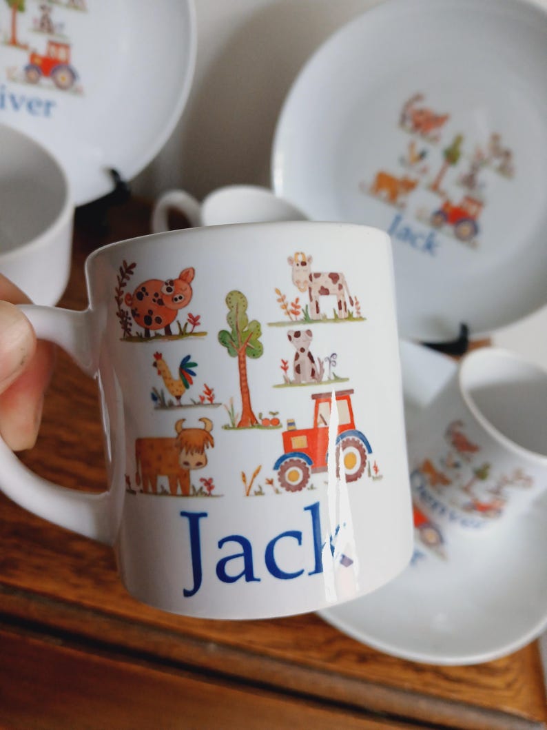 Personalised Farm Animal Dinnerware Set: Christening Gift, Custom Plate, Bowl and Cup image 8