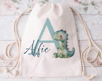 Personalised Linen Drawstring Bag: Kids Gym, School, Swimming
