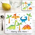 Personalised Dinosaur Placemat and Coaster Set - Kids Dino Dinnerware