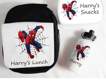 Personalised Spiderman School Set: Lunch Bag, Bottle and Snack Box