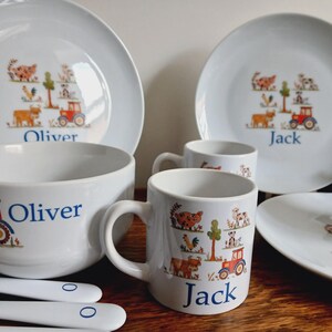 Personalised Farm Animal Dinnerware Set: Christening Gift, Custom Plate, Bowl and Cup image 7