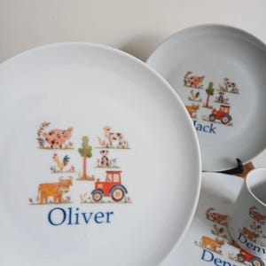Personalised Farm Animal Dinnerware Set: Christening Gift, Custom Plate, Bowl and Cup image 10