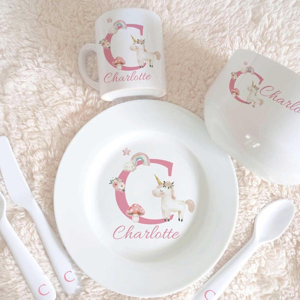 Personalised Ceramic Baby Dinner Set: Christening Keepsake Gift