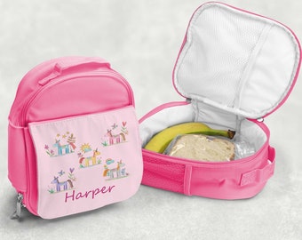 Personalised girl  Lunch Bag-Unicorn Pink Insulated School Lunch Bag. Perfect for School and Nursery. Matching bottle Bag and Pencil case