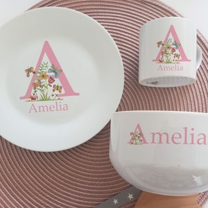 Personalised Baby breakfast Dinner Set | Child's 1st Dinner Set | Christening Gift | Keepsake Baby Girl Gift