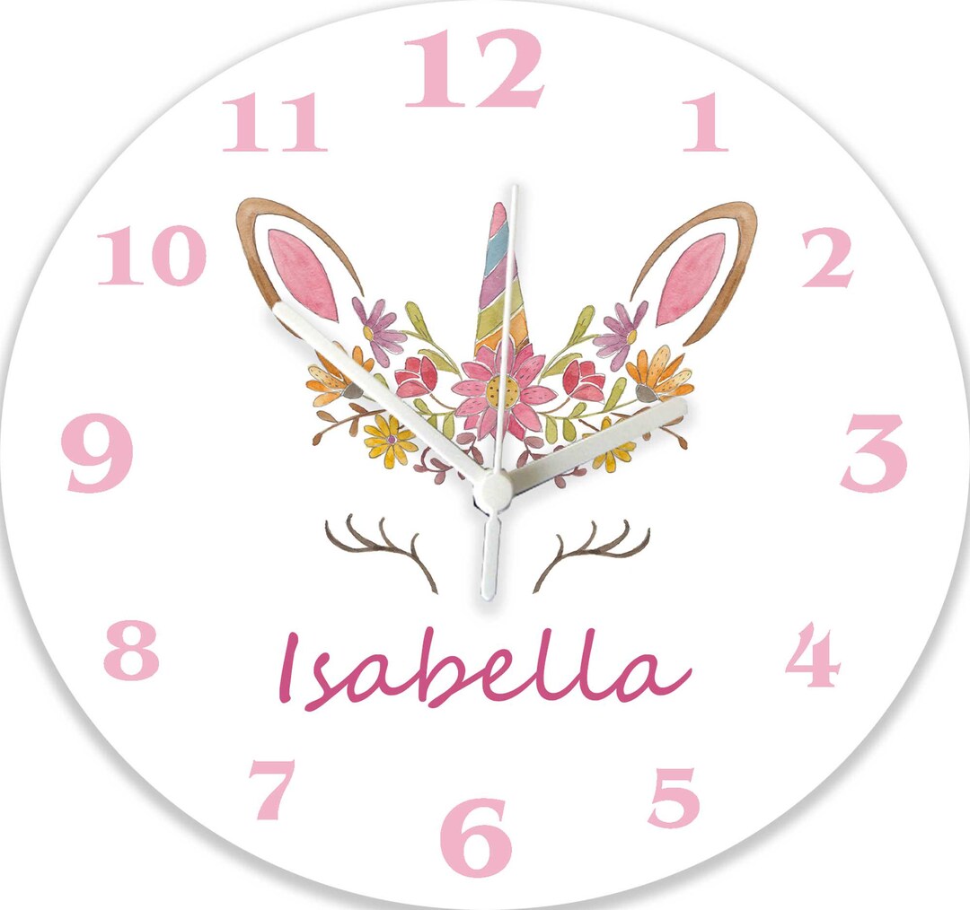 Personalised Girls Clock- Silent Kids Clock-girls Room -nursery Clock ...