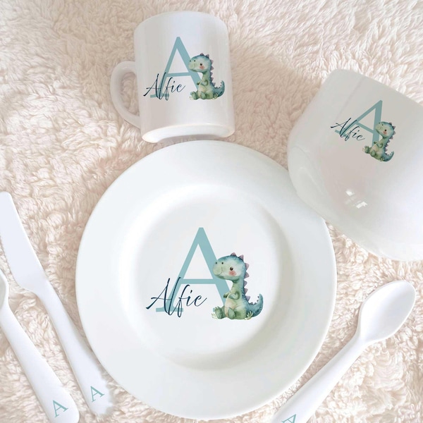 Personalized Christening Dinner Set: Ceramic Baby Boy Gift