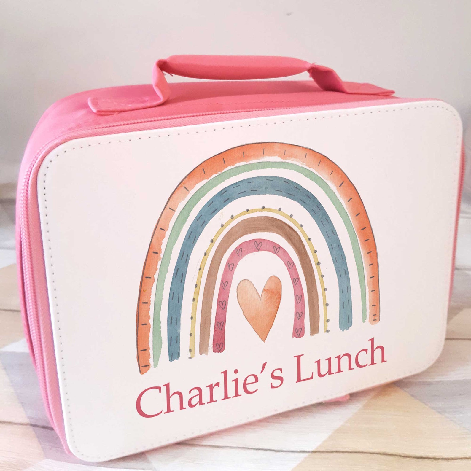 Personalised Girl Lunch Bagranbow Pink Insulated School Lunch Etsy UK
