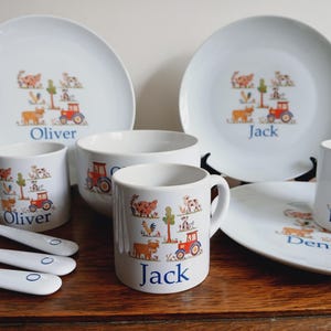 Personalised Farm Animal Dinnerware Set: Christening Gift, Custom Plate, Bowl and Cup image 2
