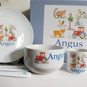 Personalised Farm Ceramic Dinnerware Set – Baby Christening Gift