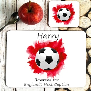 Personalised Football Placemat Coaster Set: Boys Birthday Gift