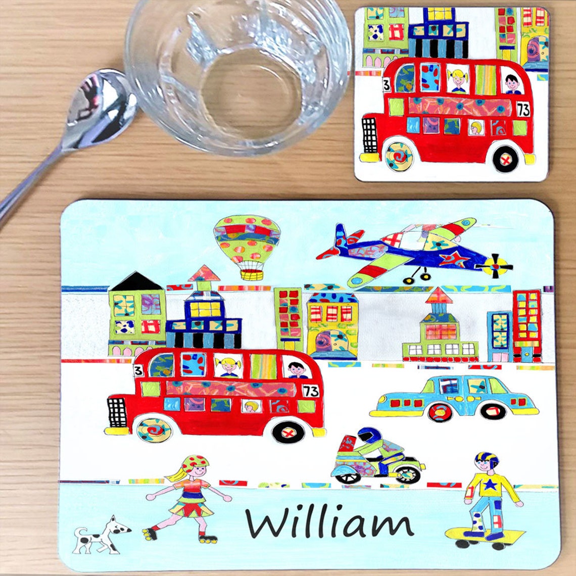 Personalised Cars Placemat & Coaster Set Placemats UK Girls Etsy
