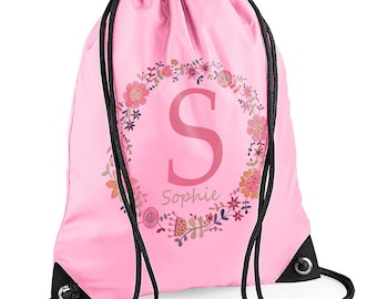 Personalised Kids Drawstring Bag: Waterproof School Gym Bag