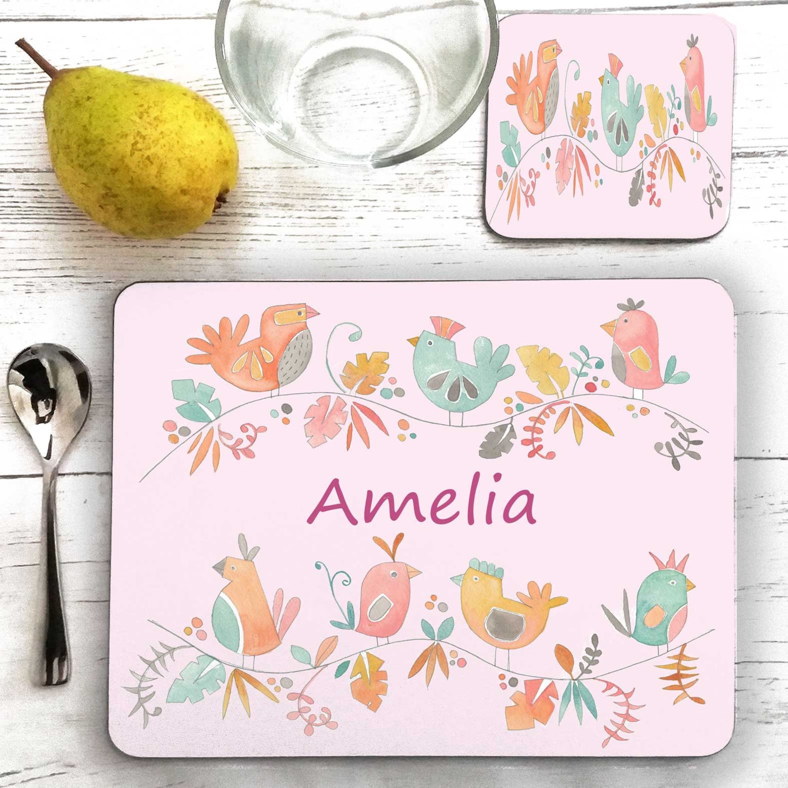 Personalised Placemat & Coaster Set Placemats UK Girls Etsy
