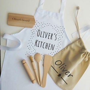 Personalised Kids Baking Set-Kids Kitchen gift-Cooking Apron - Your Name-Boys girls gifts- Toddler Cooking Gift -Christmas Easter Gift