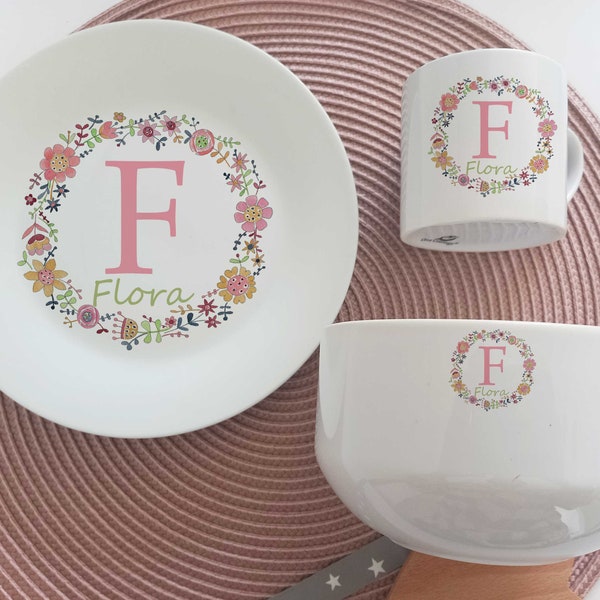 Personalised Baby breakfast Dinner Set | Child's 1st Dinner Set | Christening Gift | Keepsake Baby Girl Gift