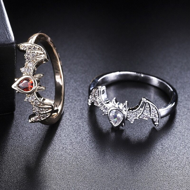 Zircon Bat Ring, Silver Bat Ring, Gold Bat Ring, Handmade Jewelry, Gi…
