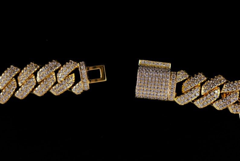 Cuban Link Chain Iced Out 18K Gold Plated Simulated Diamond CZ - Etsy